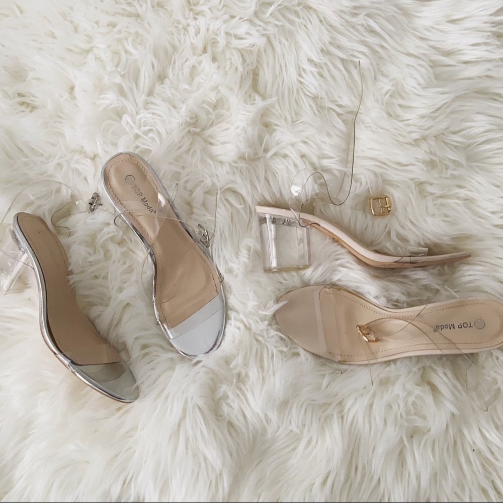 Clear heel sandals